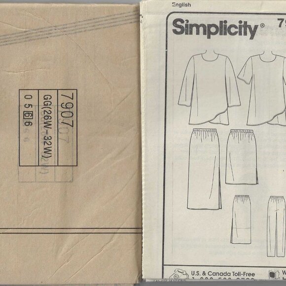 Simplicity Pattern #7907 Women's Tunic, Skirt & Pants - Size GG 26W-32W Uncut - Picture 3 of 4